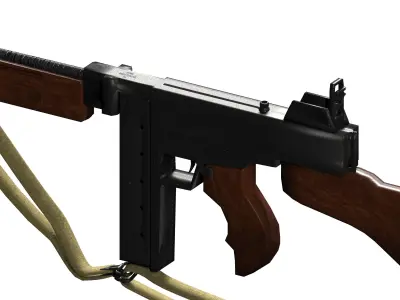 Thompson Sub Machine Gun m1a1 model 1 Low-poly 3D model