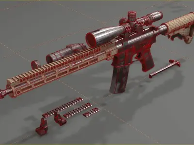 AR15 with various Attachments Low-poly 3D model
