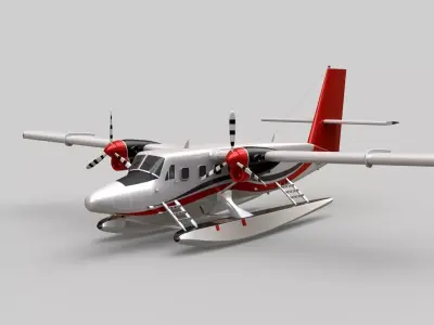 DHC 6 Twin Otter Sea Plane Low-poly 3D model