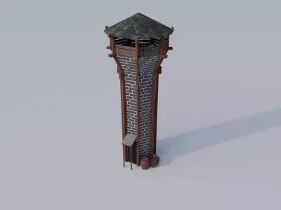 Medieval Archer Tower Low-poly 3D model