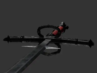 Zweihander two-handed sword with color variations Low-poly 3D model