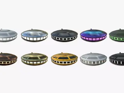 10 Alien Spaceship UFO A Collection - Sci Fi Spacecraft Design 3D Model Pack