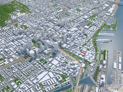 Montreal Downtown Quebec Canada Low-poly 3D model