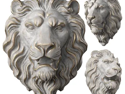 Lion Head Sculpture by lllax Low-poly 3D model