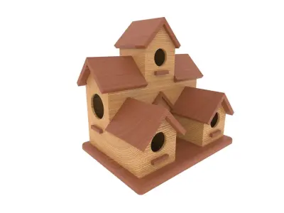 wooden birdhouse Low-poly 3D model
