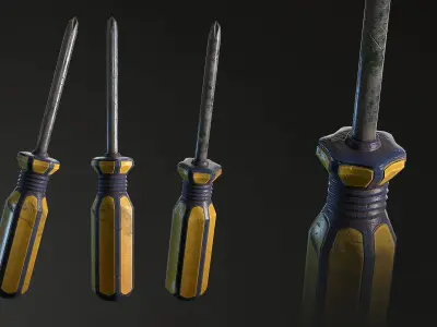 Screwdriver knife Low-poly 3D model