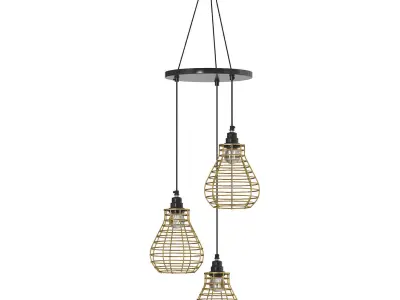 Bird Nest Pendant Lamp  3 Shades Golden 3D model