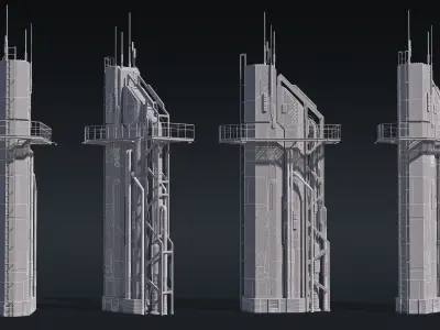 Sci-Fi Building 004 Industry-PBR Low-poly 3D model