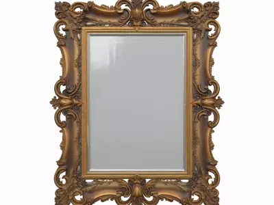 Exquisite 3D Ornate Mirror Frame Antique Gold Vines 3D model