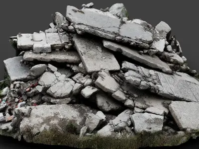 destroyed house ruins debris part4 photogrammetry Low-poly 3D model