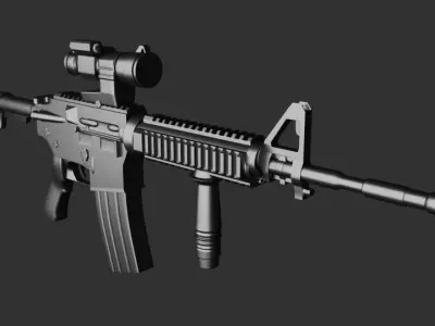 Rifle low-poly ar - 3D model
