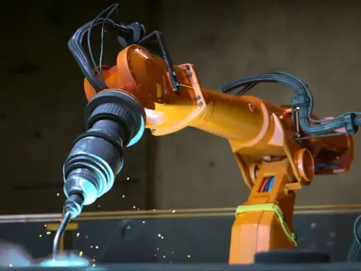 Industrial Robot Welding Low-poly 3D model