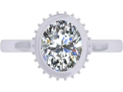 Oval Bezel Head Engagement Ring 3D print model