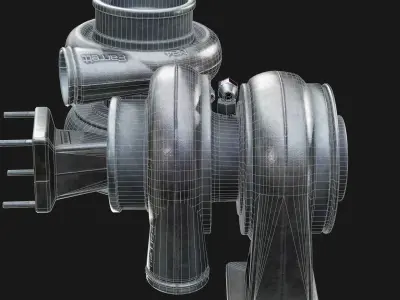 Turbocharger Low-poly 3D model
