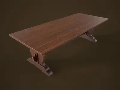 Old dining table Low-poly 3D model
