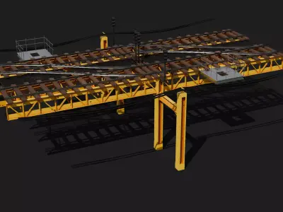 Kitbash Elevated railroad train track Chicago metro commuter  3D model