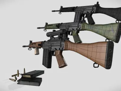 Battle rifle minipack Low-poly 3D model