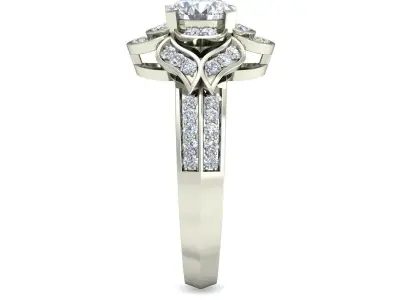 Solitaire Engagement Art Deco Ring 3D print model 33
