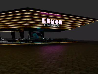 Sci-Fi Cyberpunk Bumper Cars Arena - Theme Park Ride 3D Model Low-poly 3D model