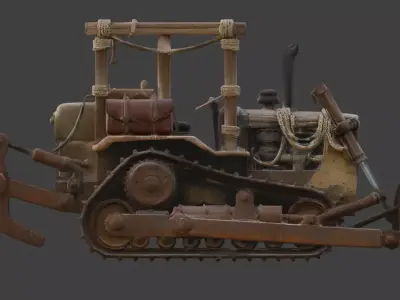 Post-Apocalyptic Desert Bulldozer 3d Low-poly 3D model