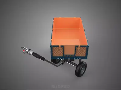 ELECTRIC GARBAGE RUBBISH TRASH TRAILER CART DUMP WAGON BIN TRUCK 3D model