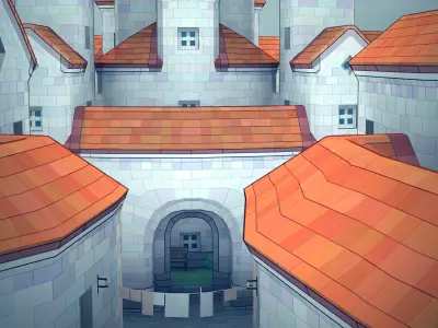 Town55 castle on island 3D print model