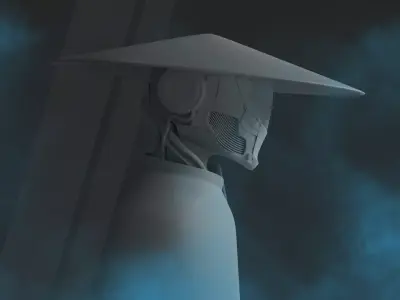 Cyber Samurai Face model Free 3D model