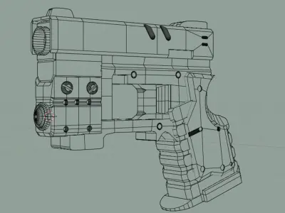 Futuristic hand gun Low-poly 3D model