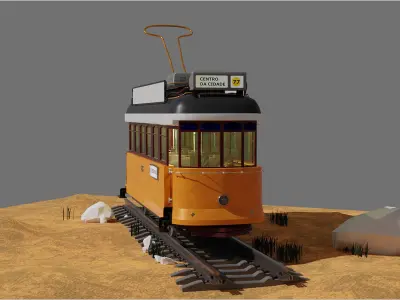 Old tram 3D model buy