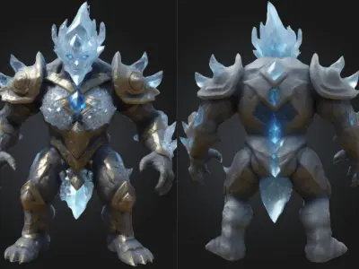 Ancient Ice Crystal Golem Low-poly 3D model
