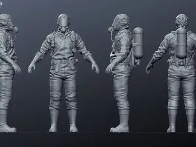 Chamical hazmat suit - Hipoly 3D model 3D model