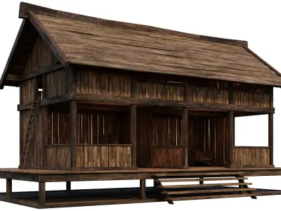 Old Wooden Shed Building House 4K Textures GameReady 79 Low-poly 3D model