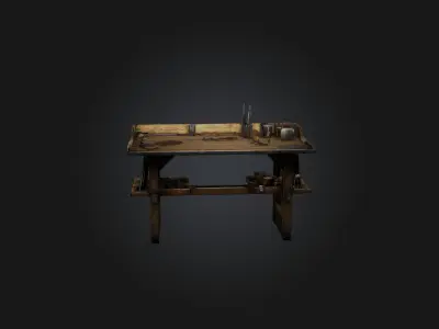 Realistic Crafting Table Model Low-poly 3D model
