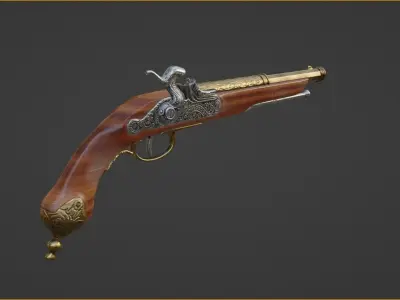 Percussion Gun Brescia Italia 1825 Low-poly 3D model