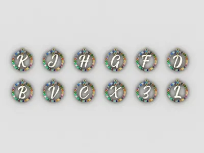  Letters pendants Low-poly 3D model
