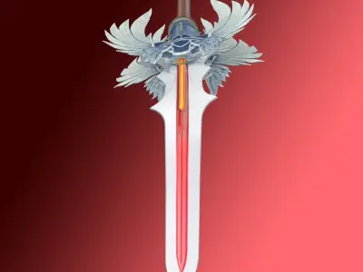 Angel Elven Stylized Sword Low-poly 3D model