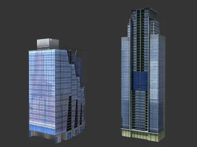 lowpoly buildings set1  Low-poly 3D model