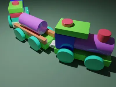 Toy Train Low-poly 3D model