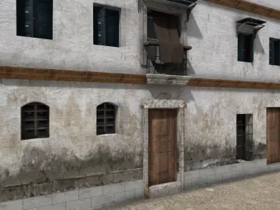 Old High-Quality 3D Colonial House Low-poly 3D model 18