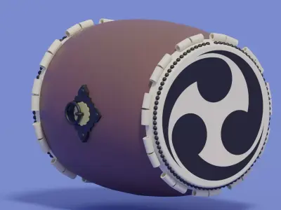 Japanese Traditional Drum Taiko 3D model