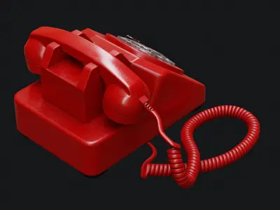 Low Poly PBR Rotary Phone Low-poly 3D model