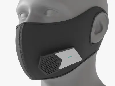  Electronic Air Filtering Respirator Mask on Mannequin Head 