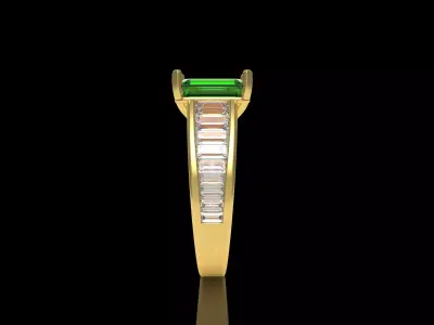Emerald Baguette Ring 3D print model