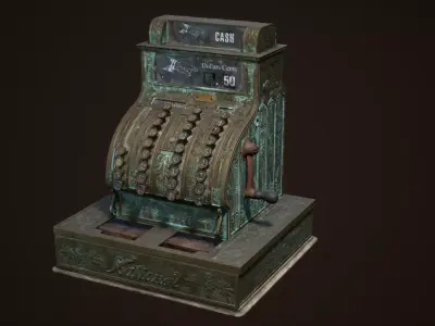 Antique Cash Register  National Low-poly 3D model