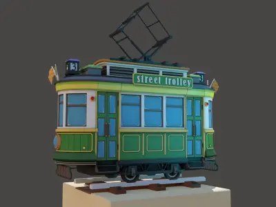 Classic City Tram Low-poly 3D model