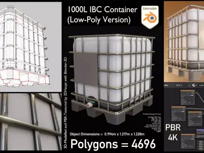 1000L IBC Container Low-poly 3D model