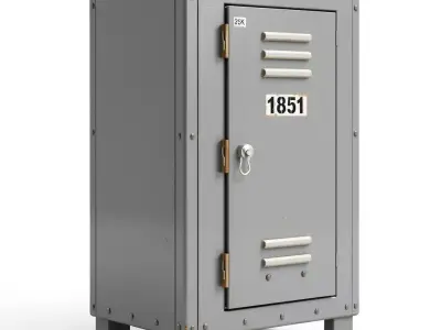Industrial Metal Locker 3D Model Low-poly 3D model purchase