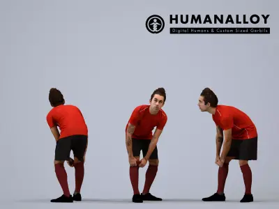 00521Carlos005 - Adult Caucasian man crouching during exercise 3D model
