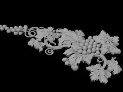 dekor grapes and leaves 3D model
