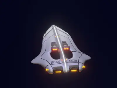 High tech sci-fi spaceship Low-poly 3D model